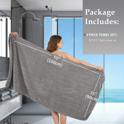 Oversized Bath Towel Set Microfiber XL – Super Absorbent Quick Dry Extra Large Bath Sheets for Family & Hotel, Soft Plush Shower Towels, 4-Piece & 8-Piece Sets, Multiple Colors & Patterns