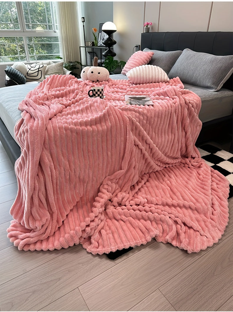 Faux Rabbit Fur Fleece Blanket Ultra-Soft 3D Double-Sided Throw – All-Season Plush Blanket for Bed, Couch & Travel, Multi-Color in 4 Sizes: White, Pink, Gray, Khaki, Purple & More