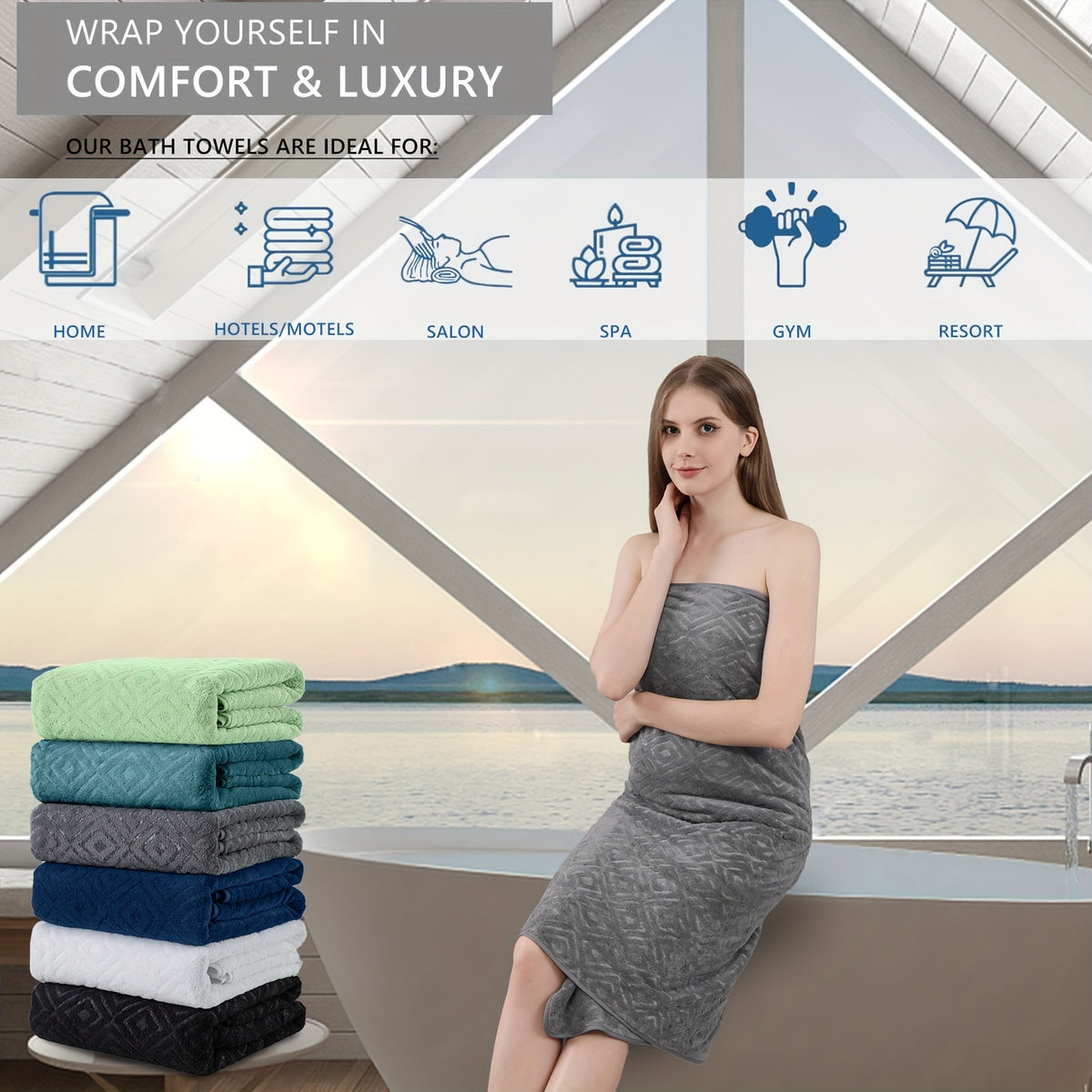 700GSM Bath Towel Set 8 Pack – Ultra-Soft Thick Extra Large Highly Absorbent Quick Dry Towels, Includes 2 Oversized Bath Towels, 2 Hand Towels & 4 Washcloths for Bathroom, Hotel, Gym & Spa