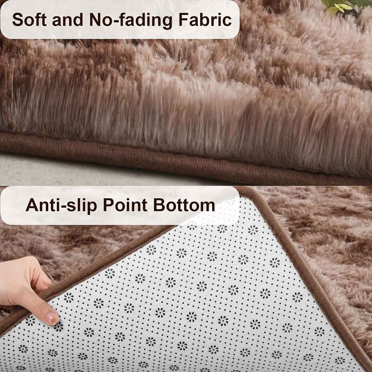 Fluffy Area Rug Non-Slip Soft Plush Carpet for Living Room Bedroom Kitchen Bathroom – Modern Home Decor Floor Mat Easy to Clean – Multiple Sizes & Colors Coffee Gray Black