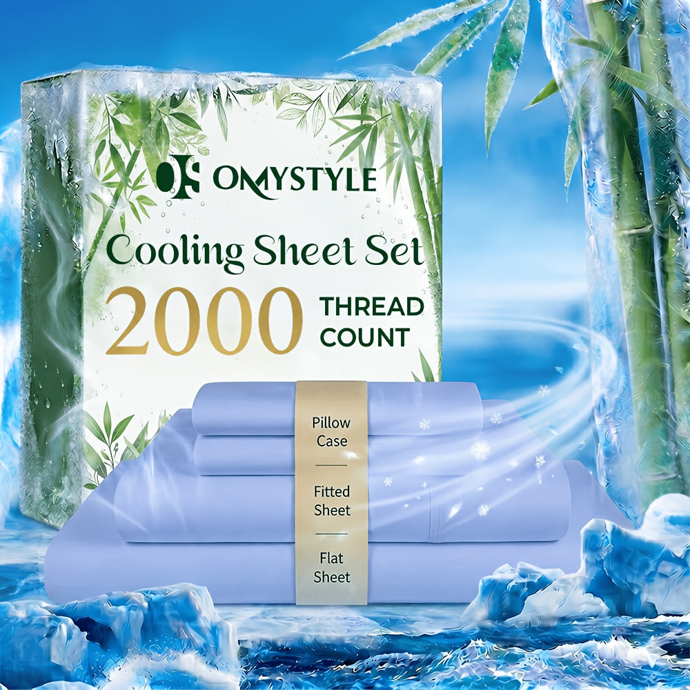 Bamboo Cooling Bed Sheet Set Twin Full Queen King - Breathable Moisture-Wicking Soft Sheets for Hot Sleepers, 4-Piece with Fitted Sheet Flat Sheet Pillowcases, 9 Colors