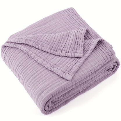 100% Cotton Muslin Blanket 6 Layer Breathable Lightweight Soft Gauze Throw Blanket All Season – Twin Queen King Throw for Couch Bed Sofa Machine Washable Navy Sage Green Lavender Teal Beige White Grey Blue