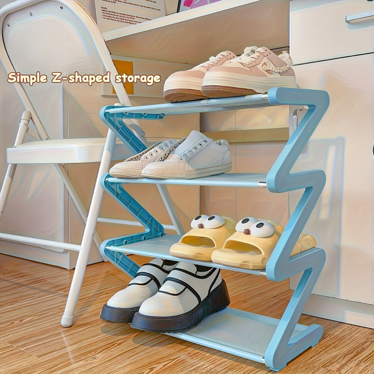 4-Tier Shoe Rack Organizer for Entryway, Upgraded Metal Tube Shoe Shelf with Thickened Plastic Parts, Multi-Layer Freestanding Shoe Storage for Bedroom Hallway Dormitory Closet, Space Saving Shoe Stand, Multiple Colors