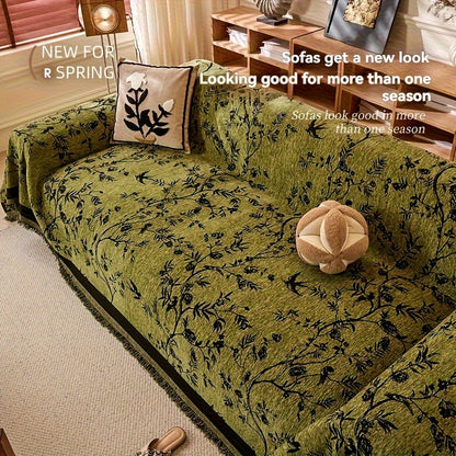 Chenille Tassel Sofa Throw Blanket for Couch – Thickened Non-Slip Machine Washable All-Season Sofa Cover for Living Room & Office, Multiple Sizes