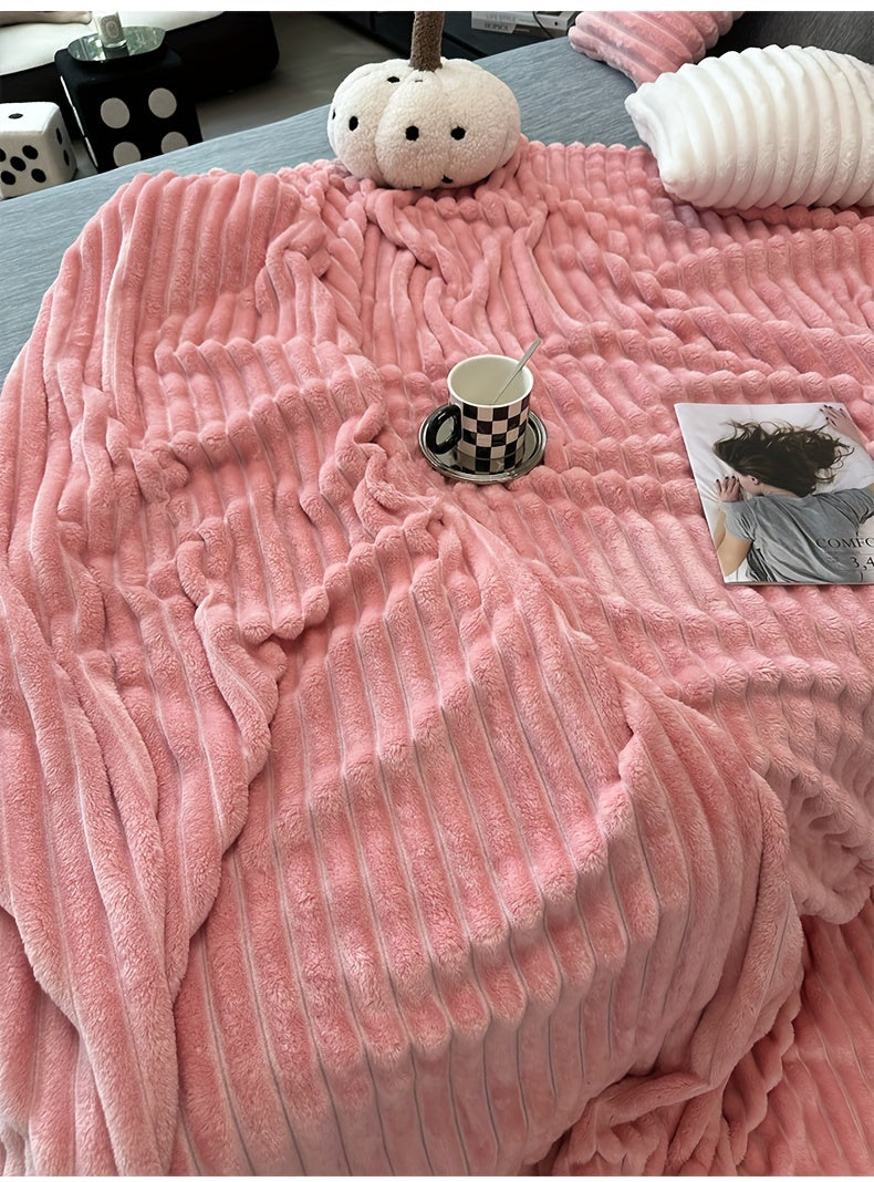 Faux Rabbit Fur Fleece Blanket Ultra-Soft 3D Double-Sided Throw – All-Season Plush Blanket for Bed, Couch & Travel, Multi-Color in 4 Sizes: White, Pink, Gray, Khaki, Purple & More