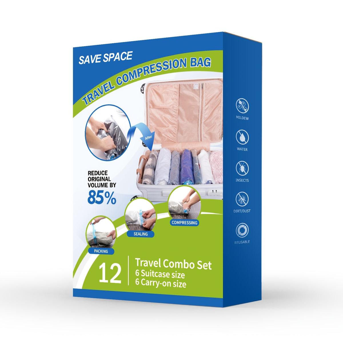 Vacuum Storage Bags for Clothes – Jumbo Space Saver Bags for Comforters Blankets Pillows Bedding, Extra Thick Travel Compression Bags with Hand Pump, 4 8 10 12 20 30 Pack