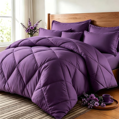 Thin Quilt Bedding Set with Pillowcases Lightweight Breathable Summer Comforter Solid Color Bed Quilt Twin Full Queen King Size Soft Fiber Filled Blanket for Bedroom