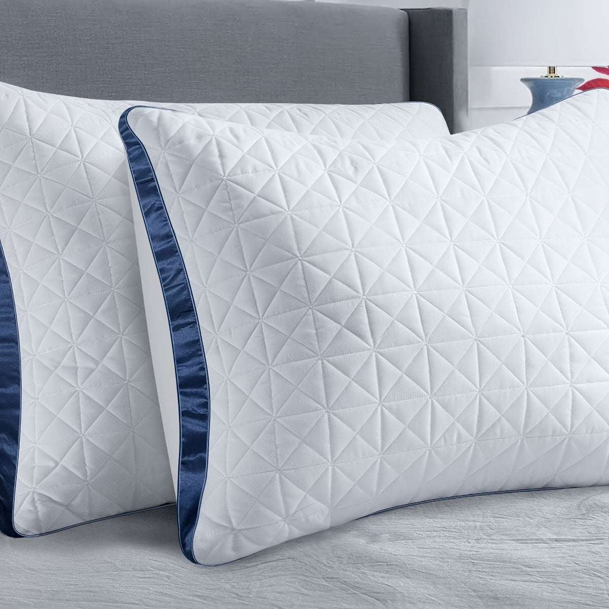 Gusseted Down Alternative Bed Pillows 2 or 4 Pack Standard Queen King Size Supportive Breathable Hotel Luxury Sleep Pillow for Side Stomach Back Sleepers Multiple Colors