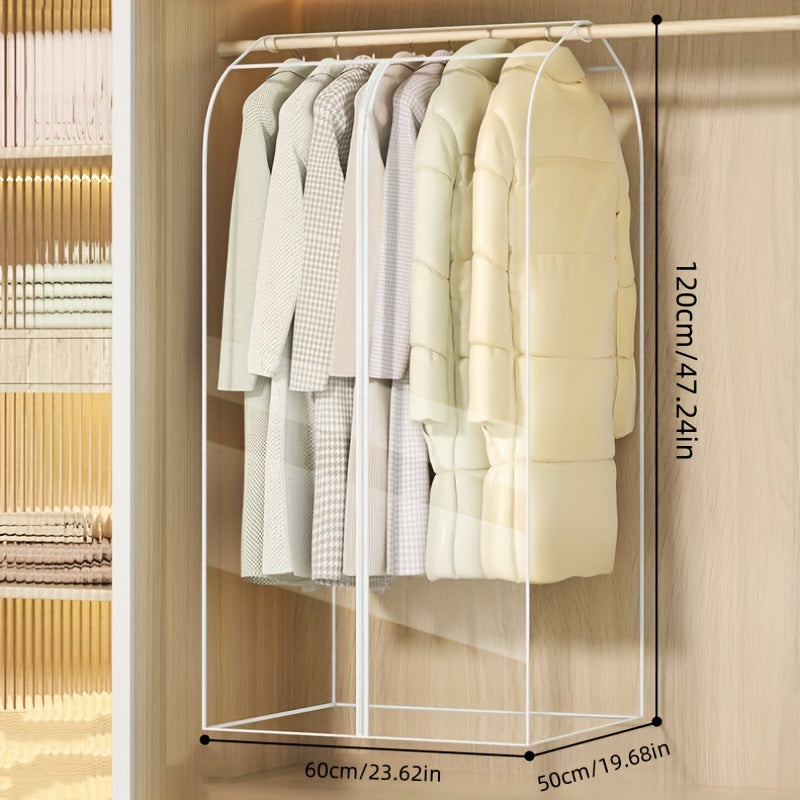 Clear Hanging Garment Bag with Zipper – Extra Large PVC Dustproof Closet Organizer for Coats Suits Dresses, Sealed Wardrobe Protector for Bedroom Dorm Storage, Transparent Design, Multiple Sizes Available