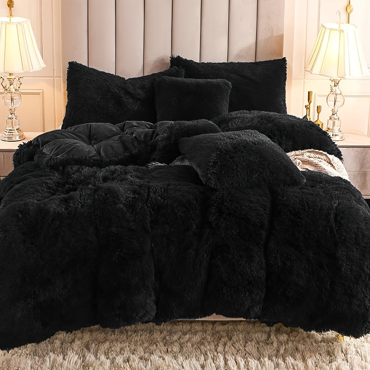 Plush Duvet Cover Set 3-Piece – Soft Fuzzy Comforter Cover with 2 Pillowcases, Cozy Warm Bedding for Bedroom & Dorm, Twin Full Queen King, 14 Colors including Solid & Tie Dye