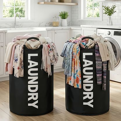 2-Pack Large Foldable Laundry Basket | Waterproof Oxford Cloth Collapsible Laundry Bag | Clothing Storage Basket for Bedroom, Bathroom & Laundry Room, Red & White
