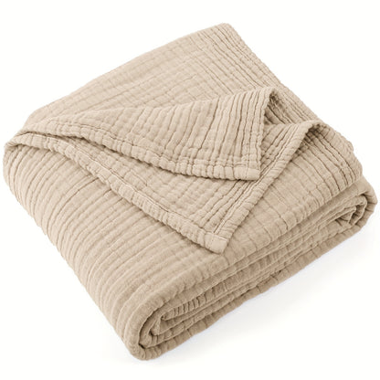 100% Cotton Muslin Blanket 6 Layer Breathable Lightweight Soft Gauze Throw Blanket All Season – Twin Queen King Throw for Couch Bed Sofa Machine Washable Navy Sage Green Lavender Teal Beige White Grey Blue