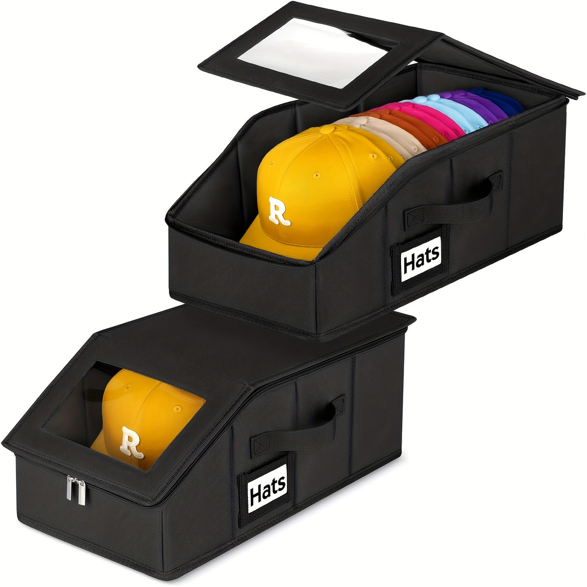 Stackable Hat Storage Box for Baseball Caps Holds Up to 30 Caps – 1 or 2 Pack Closet Hat Organizer with Cardboard Dividers for Women & Men