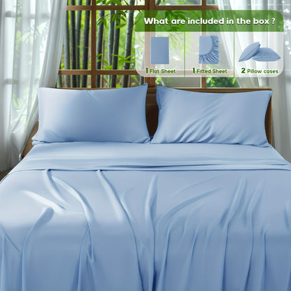 2000 Thread Count Bamboo Bed Sheets Set 4pcs Cooling Breathable Soft Hotel Luxury 16 Deep Pocket Wrinkle Shrink Resistant All Season Hot Sleepers