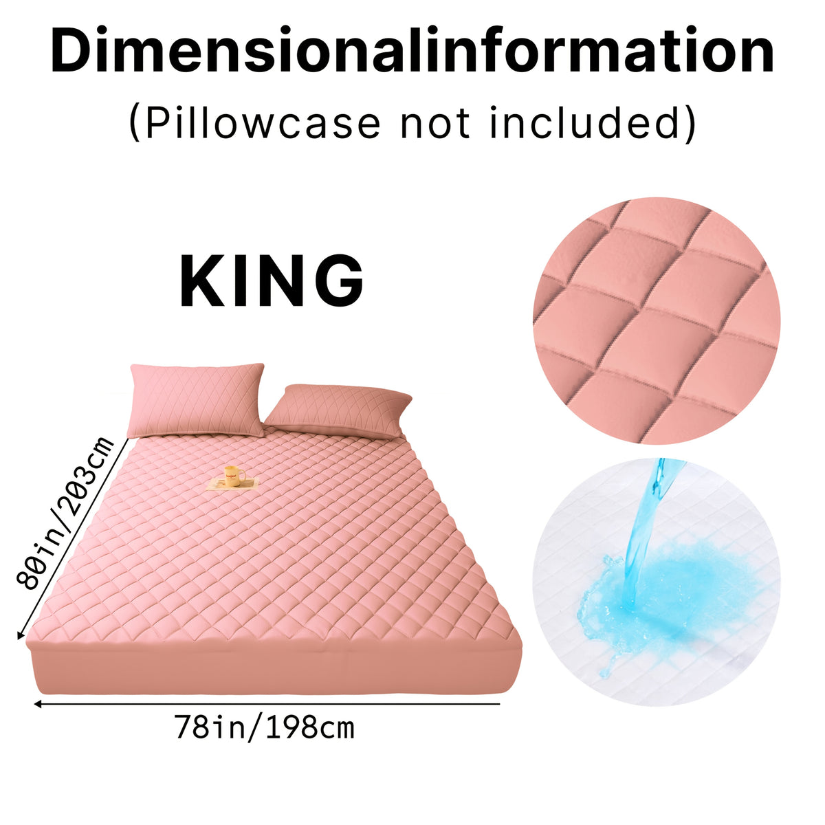 Waterproof Mattress Protector with Side Storage Pocket, Diamond Quilted Deep Pocket Mattress Cover – Breathable Cooling Mattress Pad, Soft Noiseless Bed Protector for Twin Full Queen King, Multiple Colors