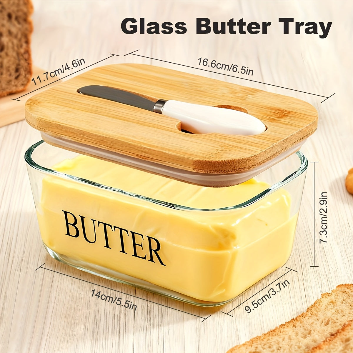 Ceramic Butter Dish with Lid and Knife - Large Capacity Countertop Butter Keeper Airtight Seal Easy Clean, 12 Colors Yellow Blue Grey Pink Black Orange, Kitchen Gift