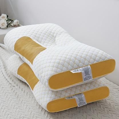 Ergonomic Cervical Neck Pillow 2-Pack Orthopedic Support Pillow for Sleeping - Adjustable Soft Massage Contour Pillow Machine Washable Removable Cover for Neck & Spinal Alignment - Gray White Yellow Purple Blue