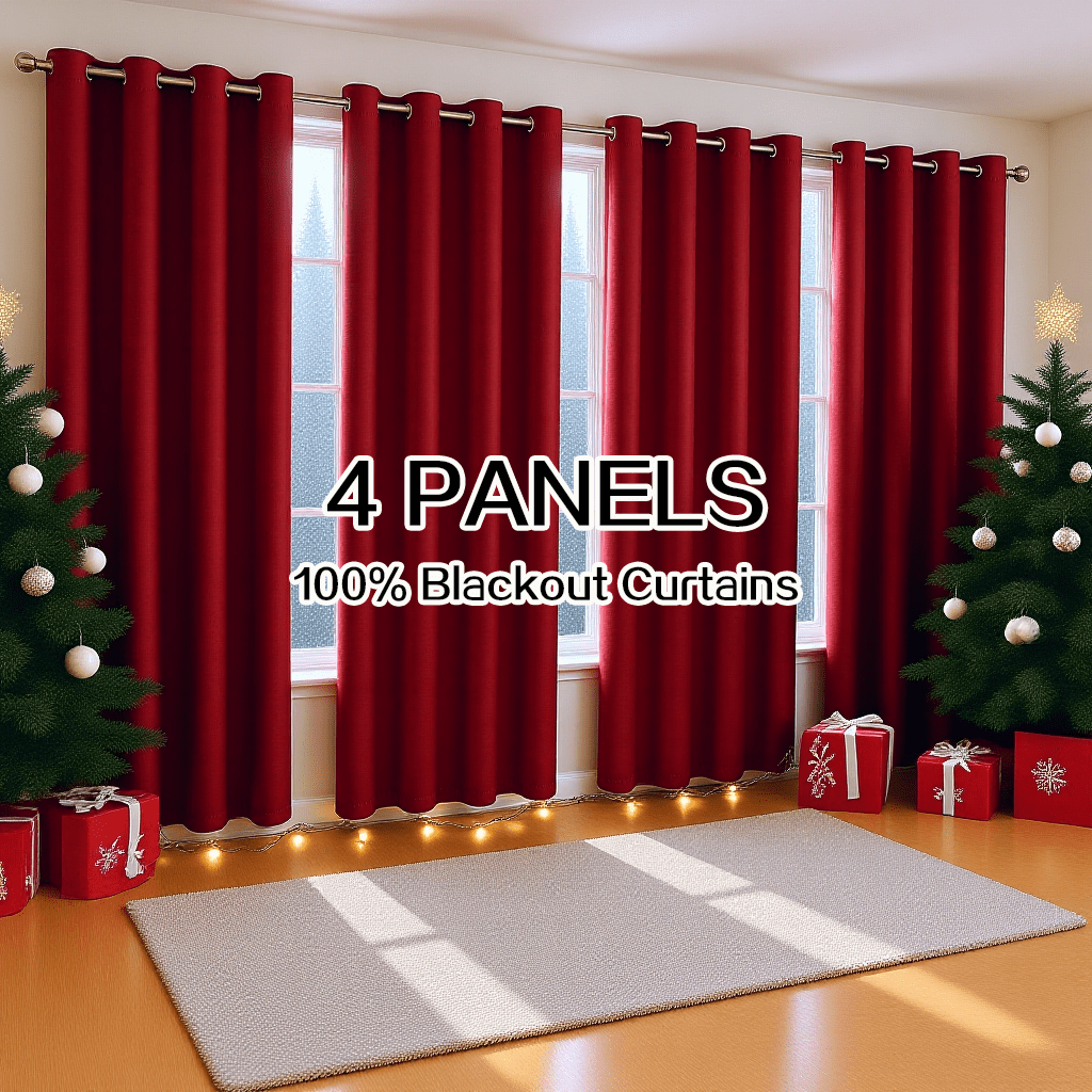 Blackout Curtains 4 Panels 100% Light Blocking Thermal Insulated Soundproof Privacy Curtains for Bedroom Living Room, Heat Noise Reduction Window Drapes, Multiple Sizes, Wine Red Black Gray