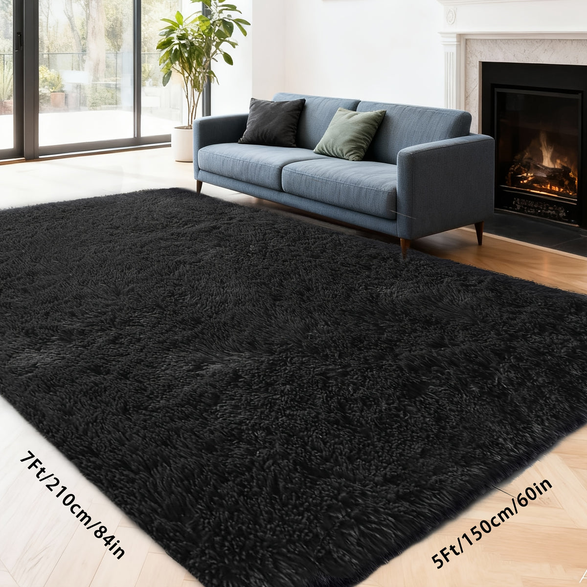Machine Washable Shag Rug Super Soft Thick Plush Non-Slip Fluffy Carpet for Bedroom Living Room Study Dorm - 3x5 5x7 6x9 8x10 Ft - White Pink Gray Blue Green Black Home Decor Christmas Gift