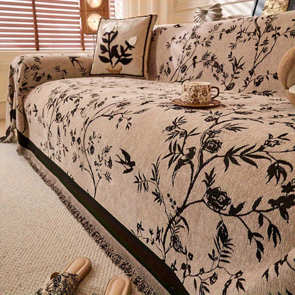 Chenille Tassel Sofa Throw Blanket for Couch – Thickened Non-Slip Machine Washable All-Season Sofa Cover for Living Room & Office, Multiple Sizes