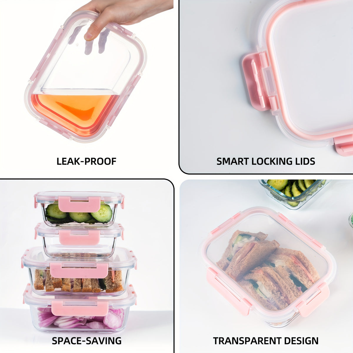 Glass Food Storage Containers 24 Piece Set – Borosilicate Glass Meal Prep Containers with Airtight Lids, Microwave & Dishwasher Safe, Multi-Size for Kitchen Food Storage, Lunch & Leftovers