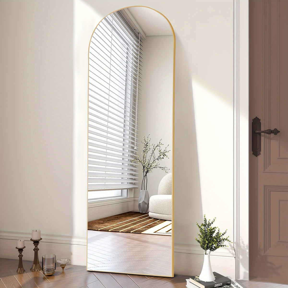 Arched Full Length Mirror | Full Body Standing, Leaning & Wall-Mounted Mirror | Modern Tall Floor Mirror for Living Room, Bedroom & Dressing Room