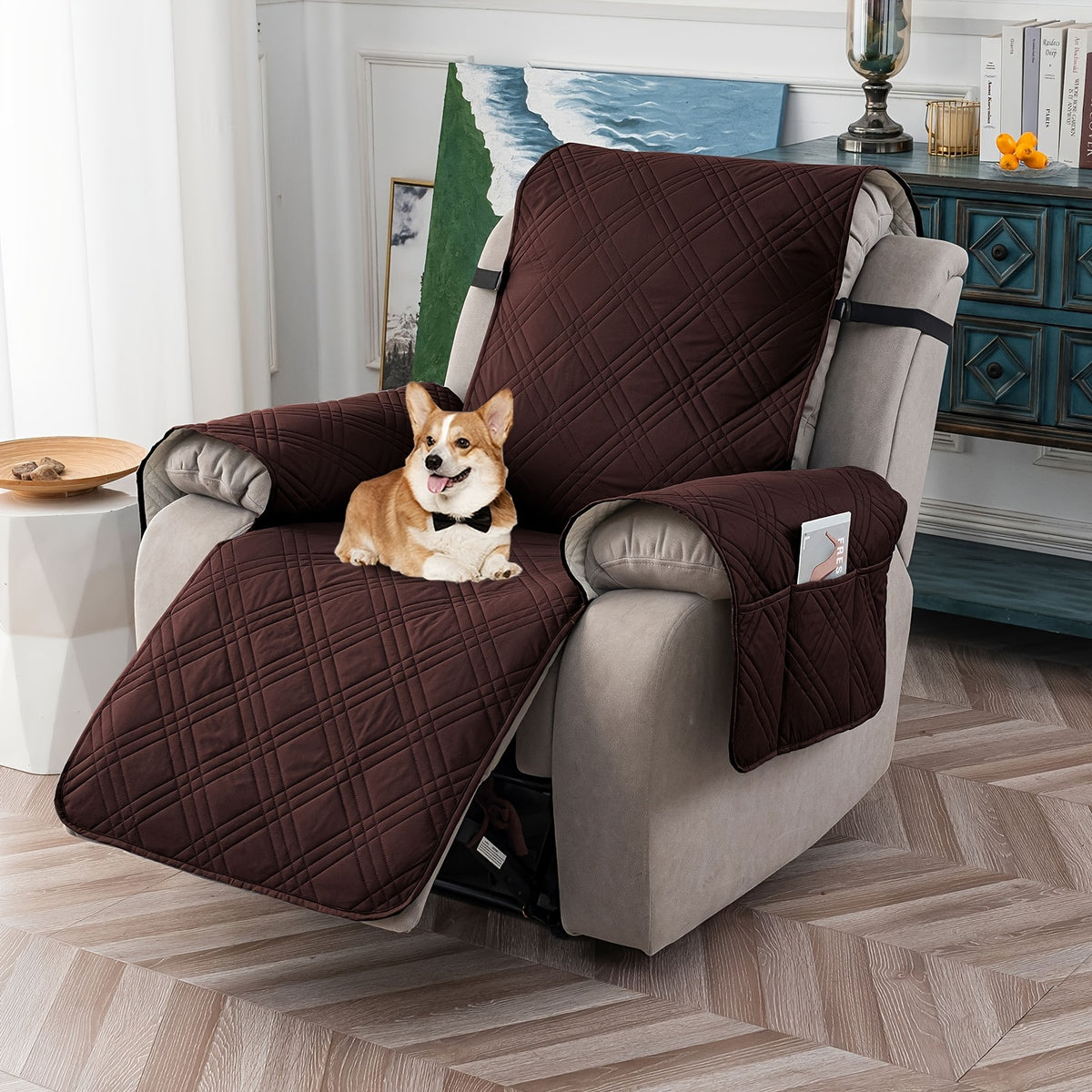 Waterproof Recliner Chair Cover Non-Slip with Pocket & Pet Scratch Protection – Washable Sofa Slipcover Furniture Protector for Living Room, Bedroom, Multi-Color Options