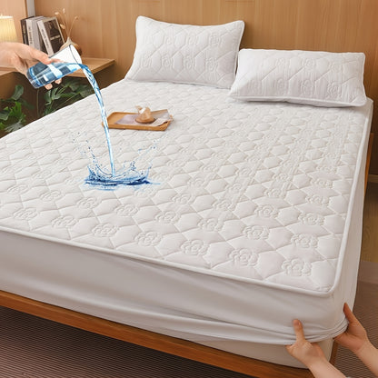 Waterproof Fitted Sheet Checkered Pattern Soft Breathable Mattress Protector - Lightweight Minimalist Bed Sheet for Twin Full Queen King - Pink Blue Green Khaki Black White Gray