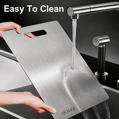 Stainless Steel Cutting Board Set of 3 - Rust-Resistant BPA-Free Dishwasher Safe Kitchen Prep Boards, Antibacterial Metal Chopping Board Set Small Medium Large for Meat Vegetables Fruits