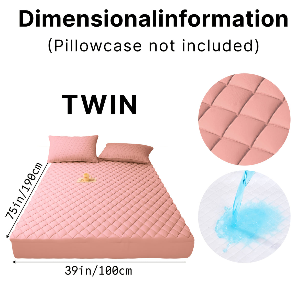 Waterproof Mattress Protector with Side Storage Pocket, Diamond Quilted Deep Pocket Mattress Cover – Breathable Cooling Mattress Pad, Soft Noiseless Bed Protector for Twin Full Queen King, Multiple Colors