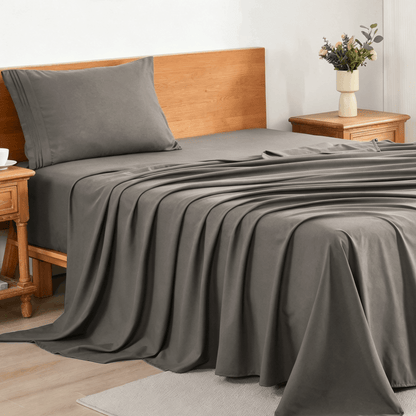 Cooling Bed Sheet Set 3/4 Piece 18 Inch Deep Pocket, Soft Breathable Microfiber Sheets for Hot Sleepers Hotel Luxury Summer Bedding Twin Full Queen King, 12 Colors Available