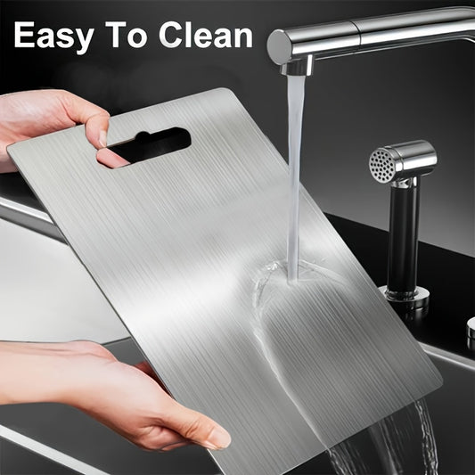 Double-Sided 304 Steel & Aviation Aluminum Cutting Board – Scratch-Proof Seamless Hygienic Surface Heavy Duty Kitchen Chopping Board for Meat Vegetables Fish Professional Grade