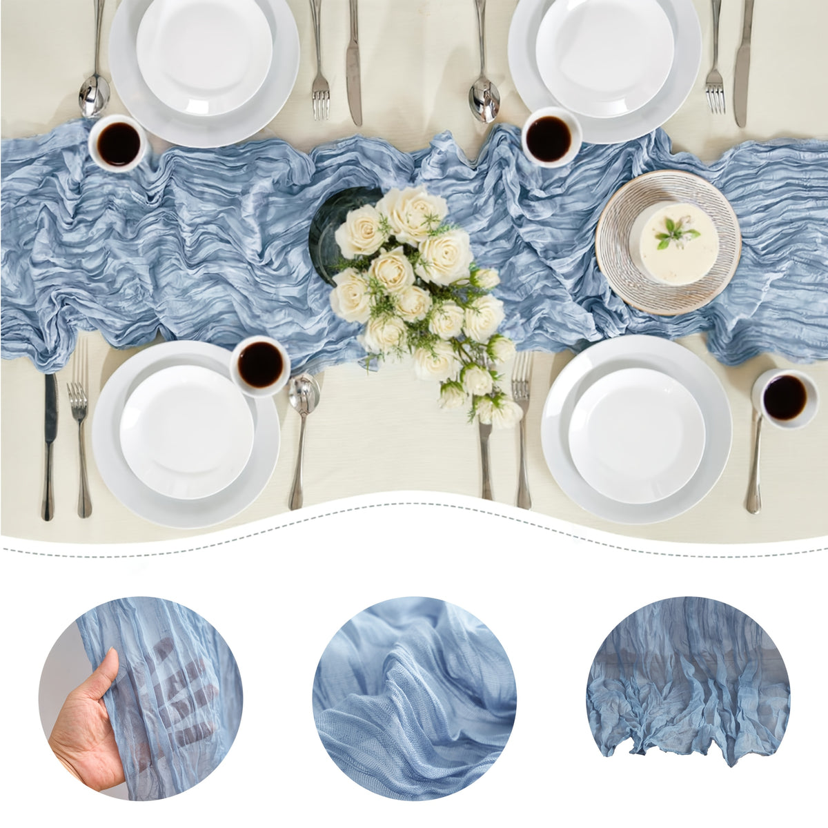 Cheesecloth Table Runner 21.7x120 Inch Sheer Gauze Boho Table Decor for Wedding Reception Bridal Shower Birthday Party Graduation Outdoor Events – Rustic Rectangular Runner in 15 Colors