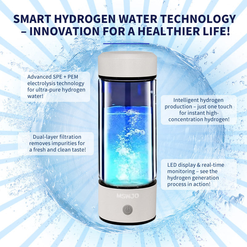 Hydrogen Water Bottle Generator 420ml SPE PEM Technology, Portable Water Ionizer Produces 1600ppb Hydrogen-Rich Water in 3 Min, Borosilicate Glass Hydro Water Machine for Office Travel Fitness