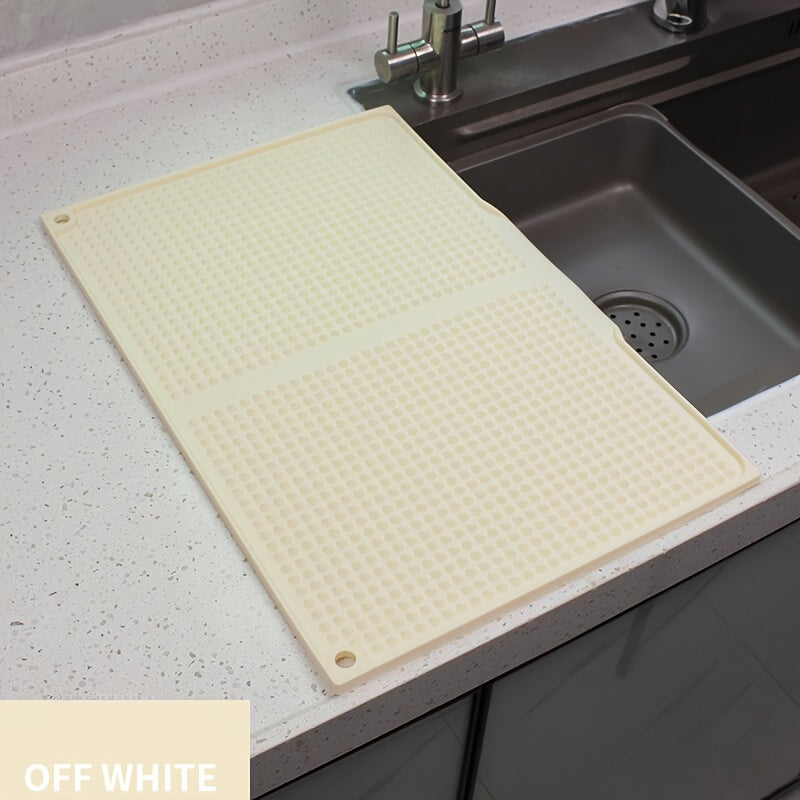 Large Kitchen Drying Mat Splash Proof Countertop Pad 17.72x12.2 Inch Heat Resistant 446°F Anti-Slip Drain Hole Dishwasher Safe Sink Stove Mat Easy Clean Space Saving