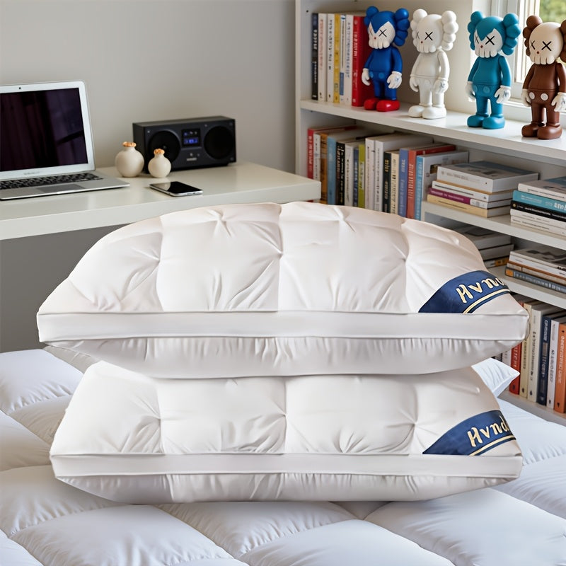 Luxury Bed Pillows 2 Pack with Satin Cover Hotel Quality, Non-Sinking High Pillow Core Hypoallergenic Polyester, Deep Sleep Neck Support Cooling All-Season Pillow Set for Bedroom, Ideal Gift
