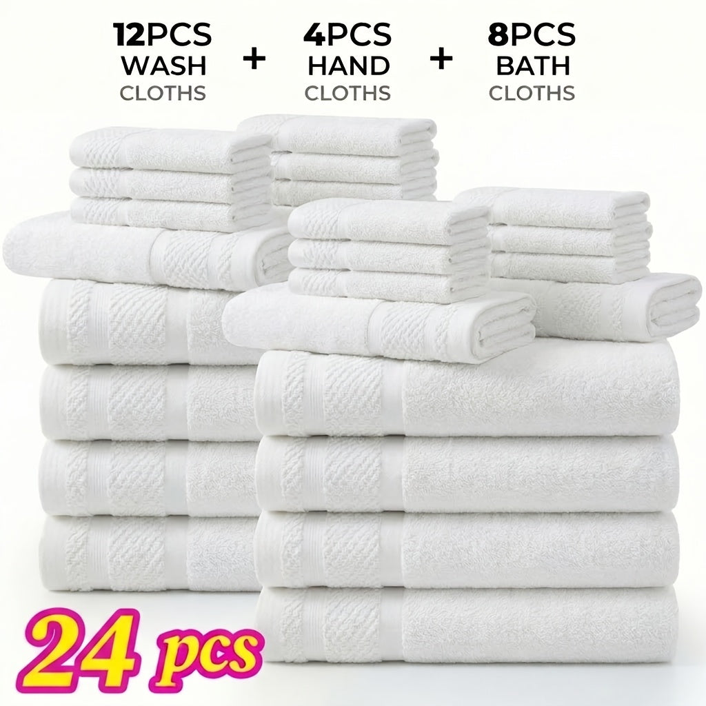 Bath Towel Set 12 or 24 Piece Hotel Quality Cotton Highly Absorbent Quick Dry – Bath Towels Hand Towels Washcloths for Hotel Spa Gym Home Bathroom Dark Gray White Orange Blue Purple Navy