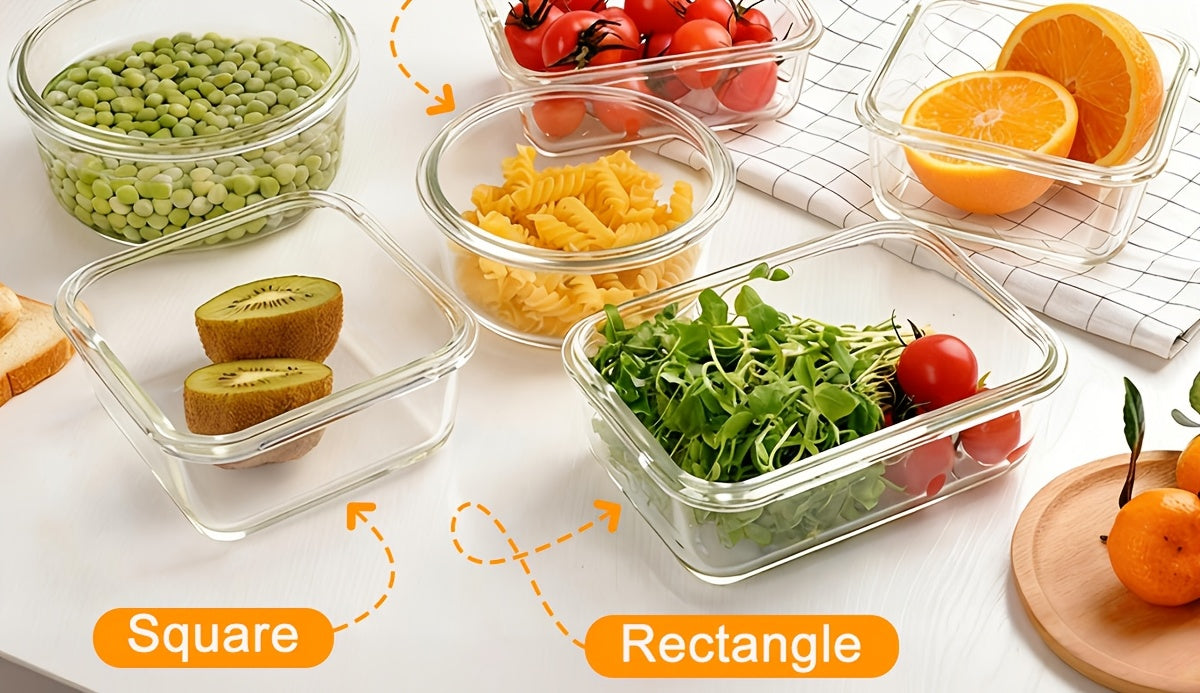 Glass Food Storage Containers with Lids 24 Piece Set - Airtight Leak-Proof Meal Prep Containers, Microwave Oven Freezer Dishwasher Safe Glass Lunch Bento Boxes for Kitchen & Pantry
