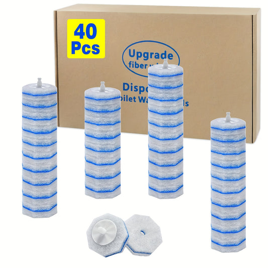 Disposable Toilet Wand Refills Compatible with Clorox Scrubbing Bubbles Wand System, Microfiber Toilet Bowl Brush Replacement Heads for Deep Cleaning, 40 or 80 Count Pack
