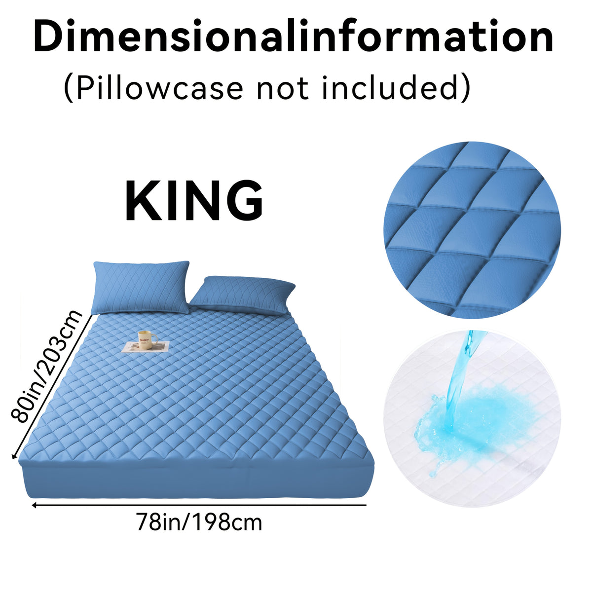 Waterproof Mattress Protector with Side Storage Pocket, Diamond Quilted Deep Pocket Mattress Cover – Breathable Cooling Mattress Pad, Soft Noiseless Bed Protector for Twin Full Queen King, Multiple Colors