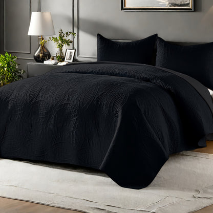 Quilt Set Queen Size 2/3 Piece Lightweight Microfiber Bedspread Soft Cool Coin Pattern Coverlet for All Seasons – Modern Summer Quilt with Pillow Cases for Bedroom Family Gift