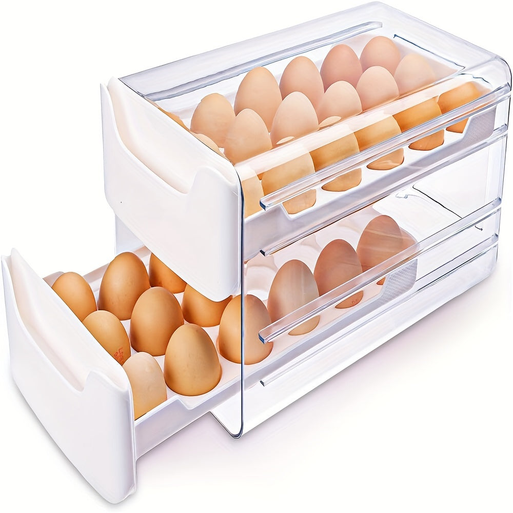 Egg Holder for Fridge 2-Tier Stackable – Clear Plastic Egg Storage Container Organizer, Holds 36 Eggs, with Handles, 12x6.9x6 Inch, Kitchen Refrigerator Egg Tray Bin