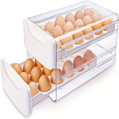 Egg Holder for Fridge 2-Tier Stackable – Clear Plastic Egg Storage Container Organizer, Holds 36 Eggs, with Handles, 12x6.9x6 Inch, Kitchen Refrigerator Egg Tray Bin