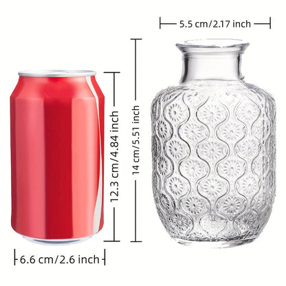 Glass Carafe Bedside Water Set with Cup - Modern Transparent Quartz Glass Kettle & Mouthwash Decanter for Bedroom Nightstand, Night Drink Pitcher, Valentine's Day Home Gift, Ice Pattern & Sunflower