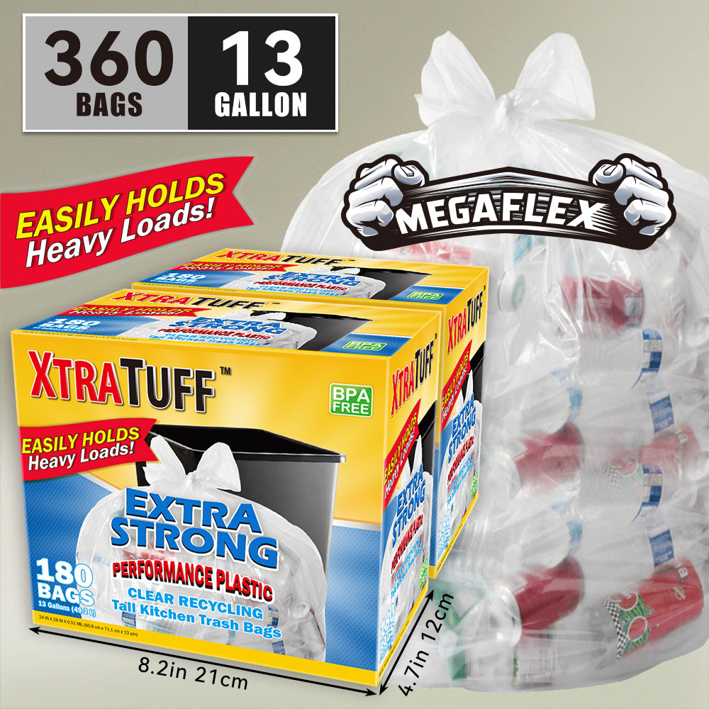 Heavy Duty Trash Bags Bulk Pack - 13 Gallon 8 Gallon 4 Gallon Expandable Garbage Bags, Super Strong Leak-Resistant Odor-Proof Disposable Waste Bags for Kitchen Bedroom Living Room Outdoor