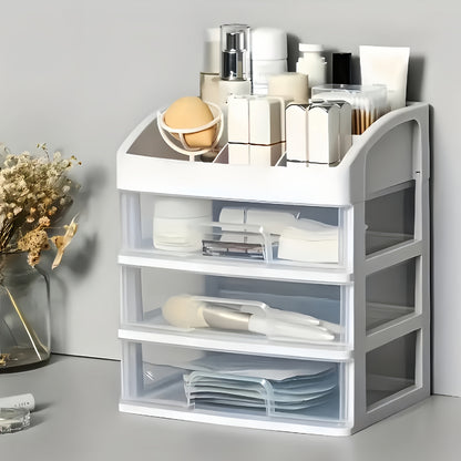 4-Layer Cosmetic Storage Organizer with 3 Pull-Out Drawers Large Capacity Skincare Makeup Desktop Rack No Assembly Bathroom Bedroom Vanity Organizer Gift for Women