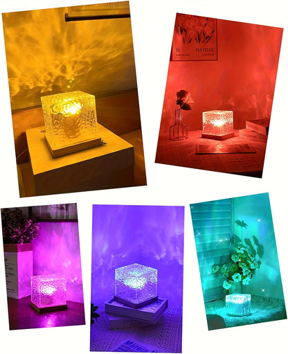 Ocean Wave Projector Light 16 Color – 3D Holographic Water Ripple LED Night Light with Remote Control & Touch Switch, USB Powered Romantic Atmosphere Lamp for Bedroom, Living Room, Meditation & Relaxation