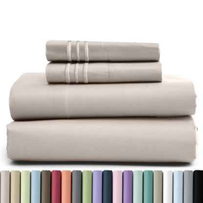 1800 Series Bed Sheets Set 4 Pieces – Brushed Microfiber Deep Pocket Sheet Set with Pillowcases, Cooling & Breathable Bedding for All Seasons, Fade Resistant, Fits Mattresses Up to 16 Inches