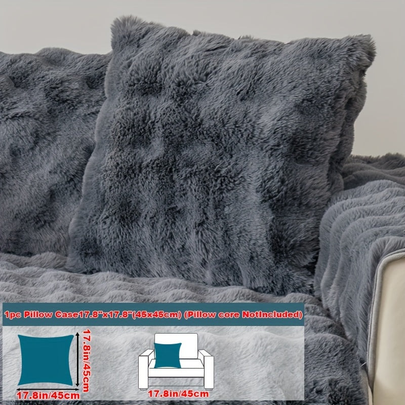 Faux Rabbit Plush Sofa Cover Winter Warm Thickened Anti-Slip Furniture Protector – Soft Pet-Friendly Couch Cover for Living Room Bedroom Office, 4 Colors