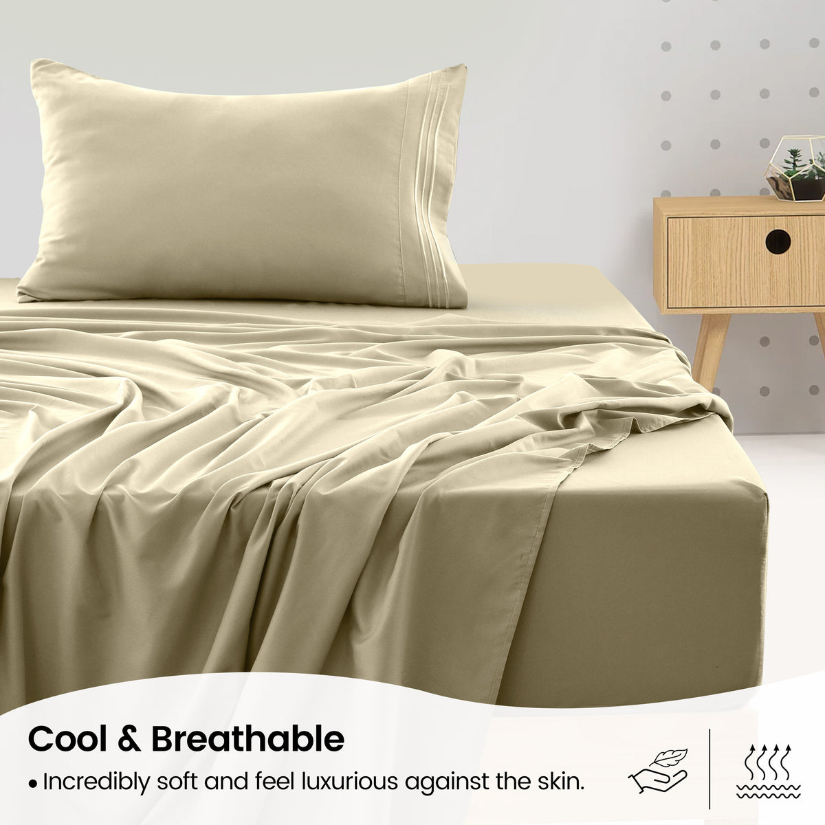 1800 Series Bed Sheets Set 4 Pieces – Brushed Microfiber Deep Pocket Sheet Set with Pillowcases, Cooling & Breathable Bedding for All Seasons, Fade Resistant, Fits Mattresses Up to 16 Inches